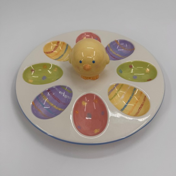 Blossoms & Blooms Other - Blossoms &‎ Blooms Easter Chick Ceramic Deviled Egg Platter Pastel 8" 08ESTR120
